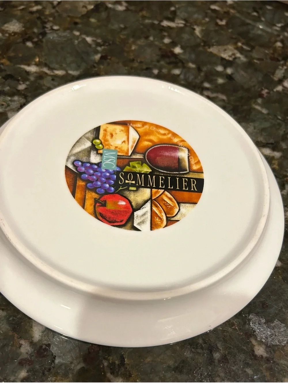 Williams Sonoma Set of 4 MSC Sommelier 7” plates for bread or appetizers.
